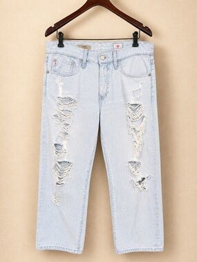 Adriano Goldschmied Drew Distressed Boyfriend Straight Leg Jeans